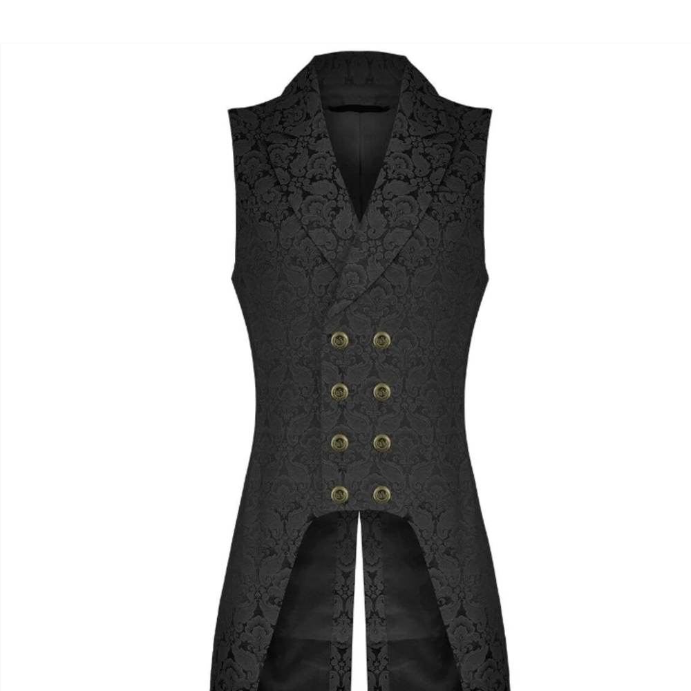 Elegant Black Brocade Men's Vest